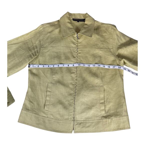 Classiques Entier 100% Linen Full Zip Jacket Size Small Lime Green Lightweight - Picture 8 of 12